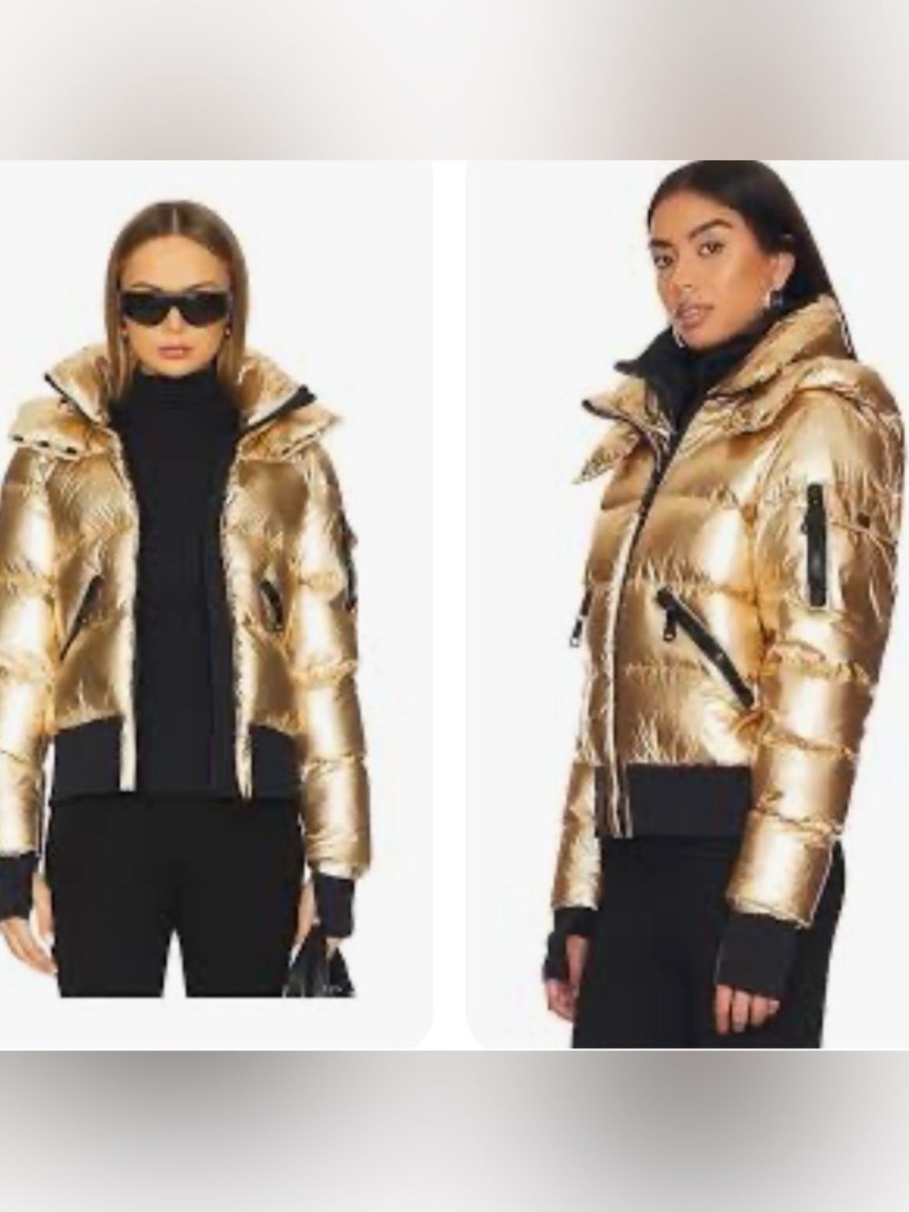 🛍️SAM New York Womans Bungalow Down Puffer Jacket Coat Size M Gold Hooded - Picture 2 of 16